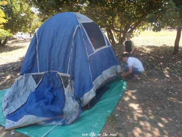 Sleeping in tents at Theresa Dam