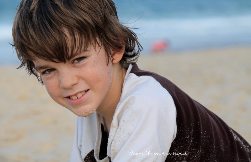 Noosa Beach - Cameron having fun