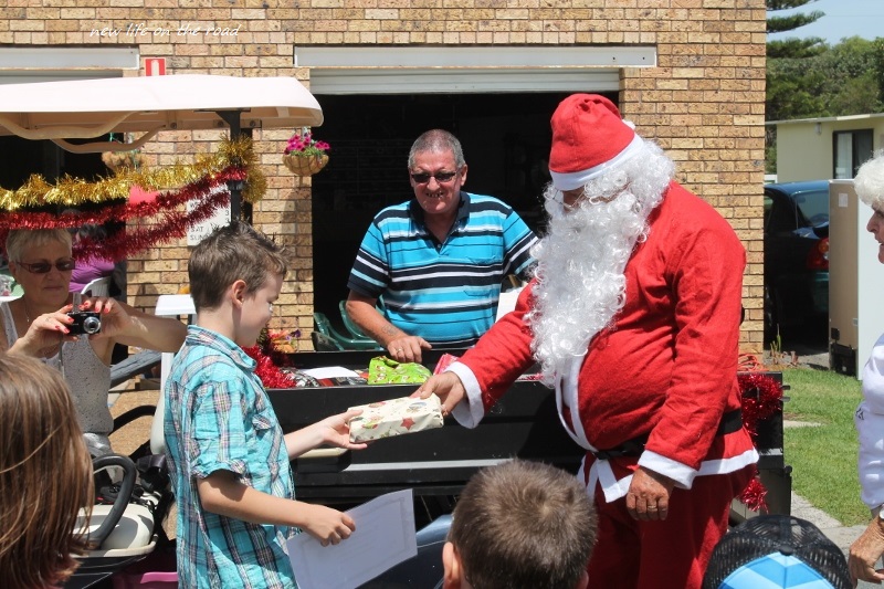 Santa Claus giving a gift