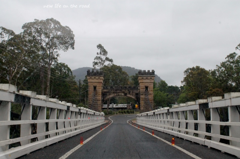Driving over Kangaroo Valley Bridge
