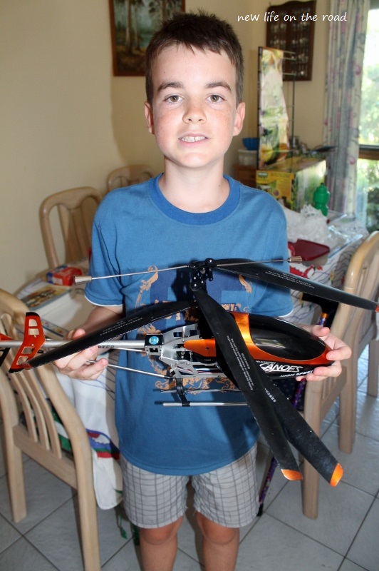 Cameron with his helicopter