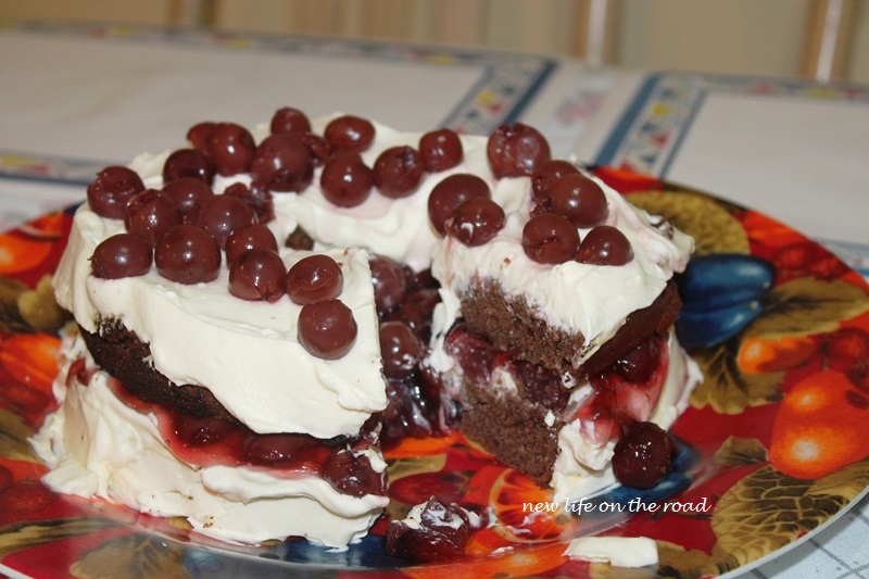 Birthday Cake with Cherries